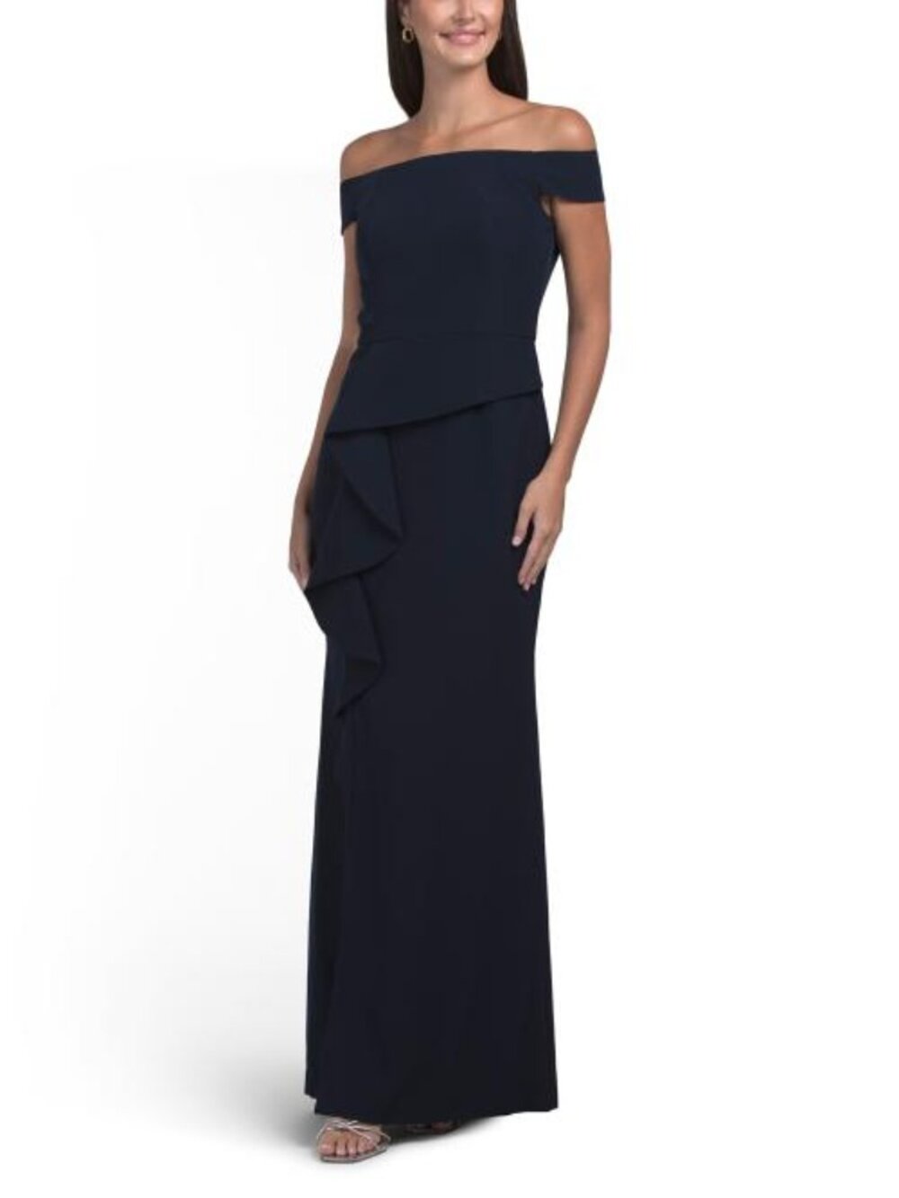 VINCE CAMUTO Scuba Off The Shoulder Ruffle Front Dress
